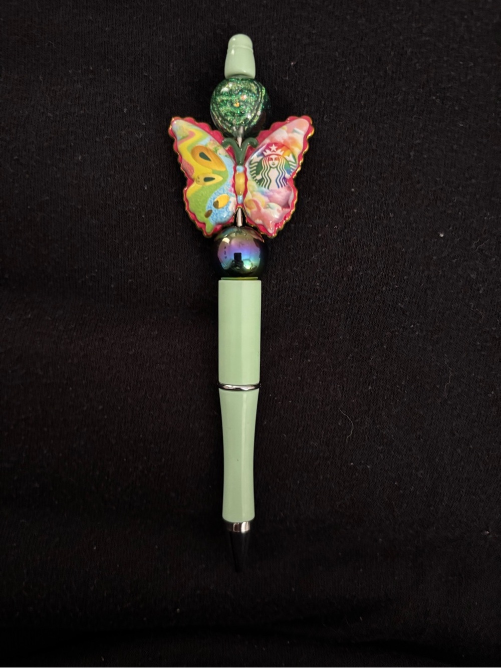 Mint Green Butterfly Beaded Pen